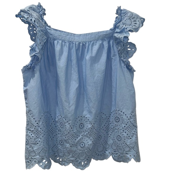 Crown & Ivy Light Blue Cotton Eyelet Blouse Size XL - Picture 2 of 5